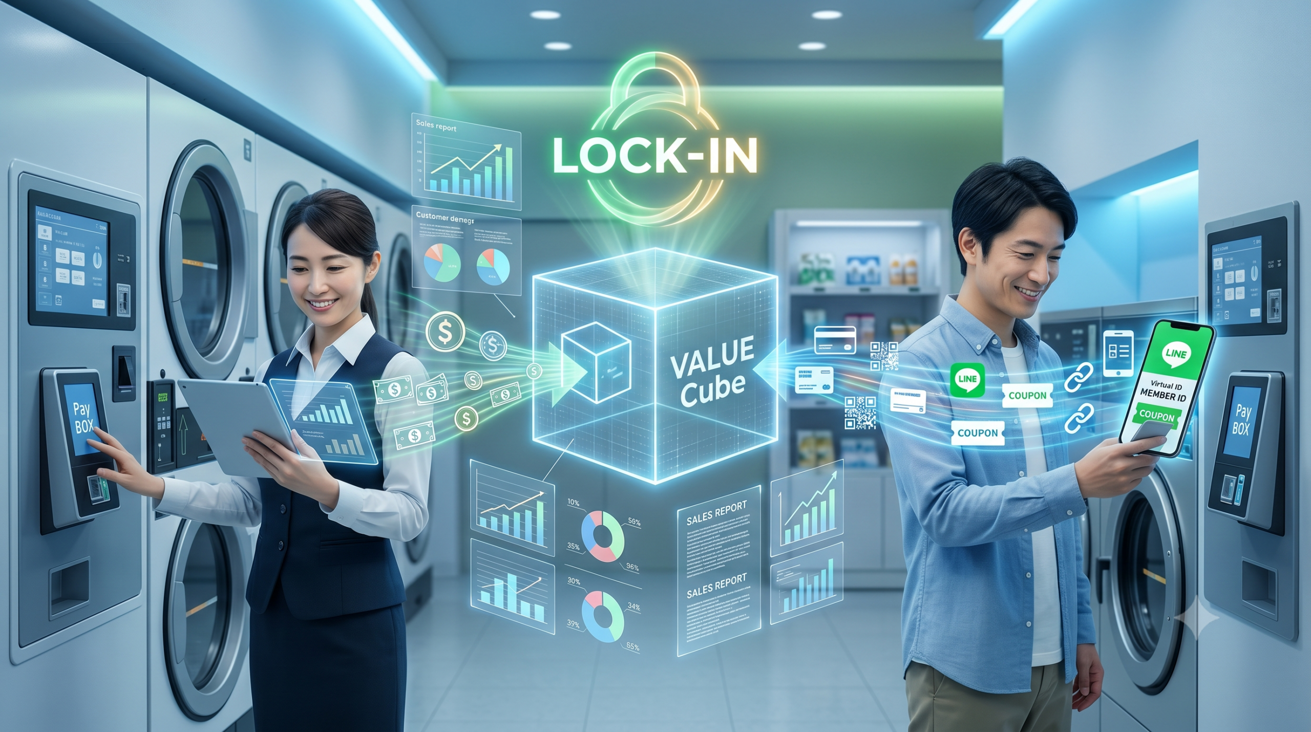 無人店舗の顧客可視化システム「VALUE Cube」｜現金決済とLINEミニアプリによるリピート集客構造